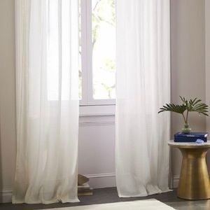 West Elm Sheer Belgian Flax Linen Curtains Ivory